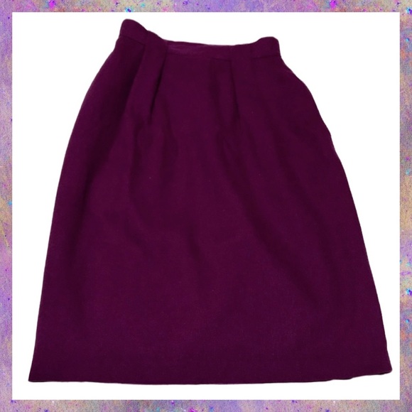 ⭐️ SK & Company Plum Purple 80s WOOL Midi High Waist Lined Skirt Women’s 6 P - Picture 7 of 7